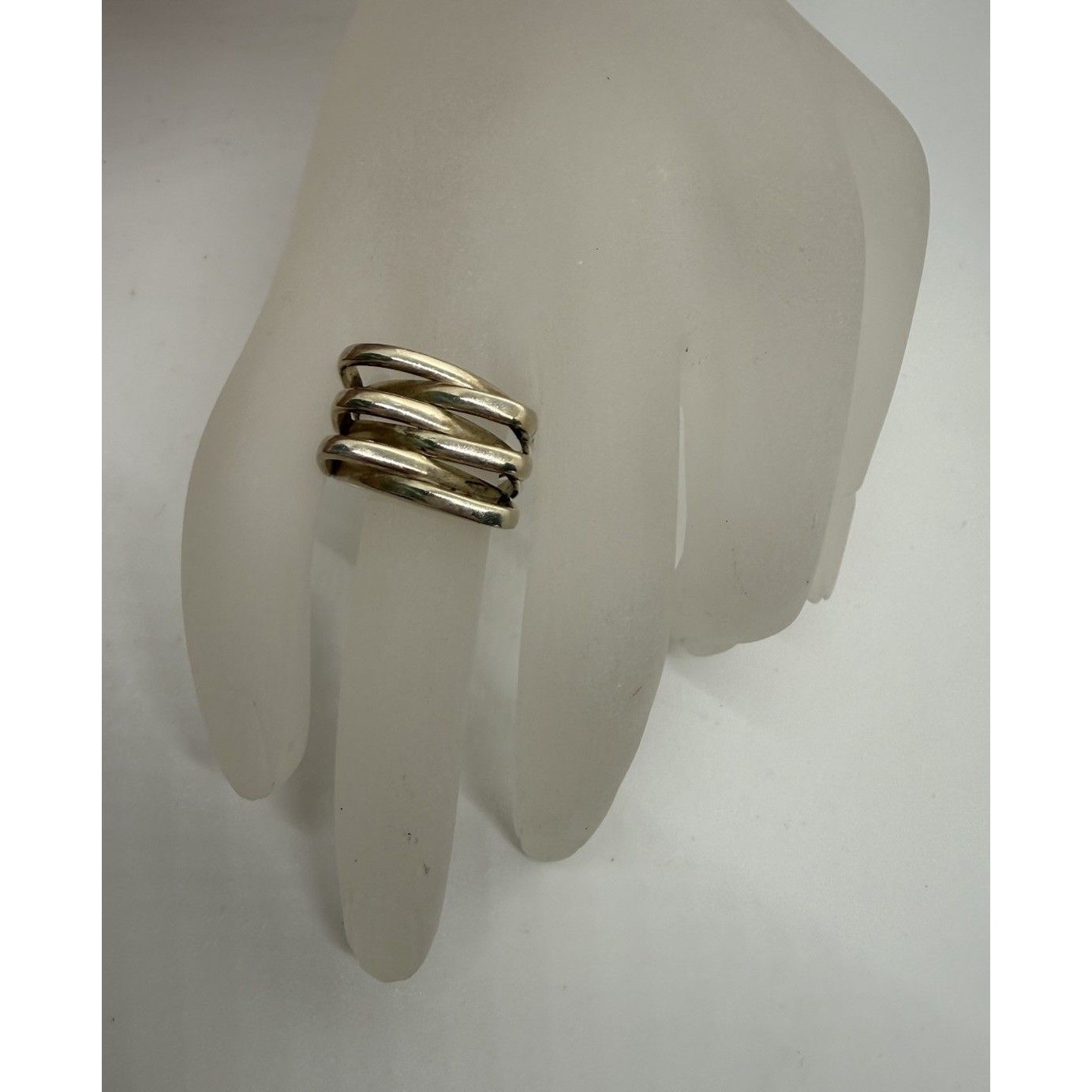 Ultrafine 950 Silver Multi Layer Crossover Ring Size 6.5 Signed Women’s